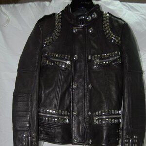 EU 38 ❤️$2495 DIESEL BLACK GOLD Women's LEATHER JACKET Biker Riding jacket ITALY